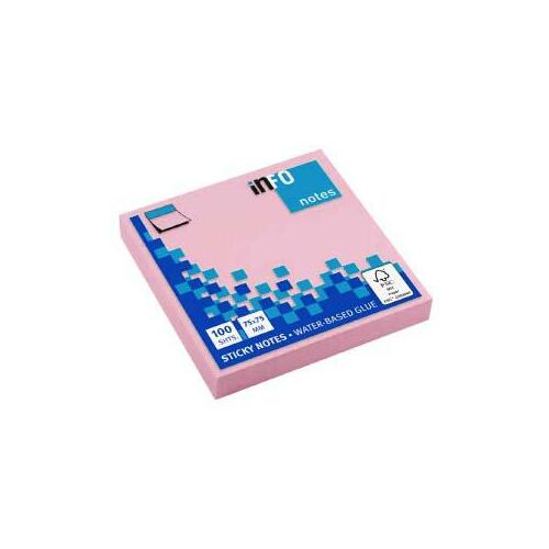 Līmlapiņas INFO 75x75mm rozā 100 lapas