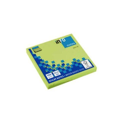Līmlapiņas INFO 75x75mm zaļas 100 lapas