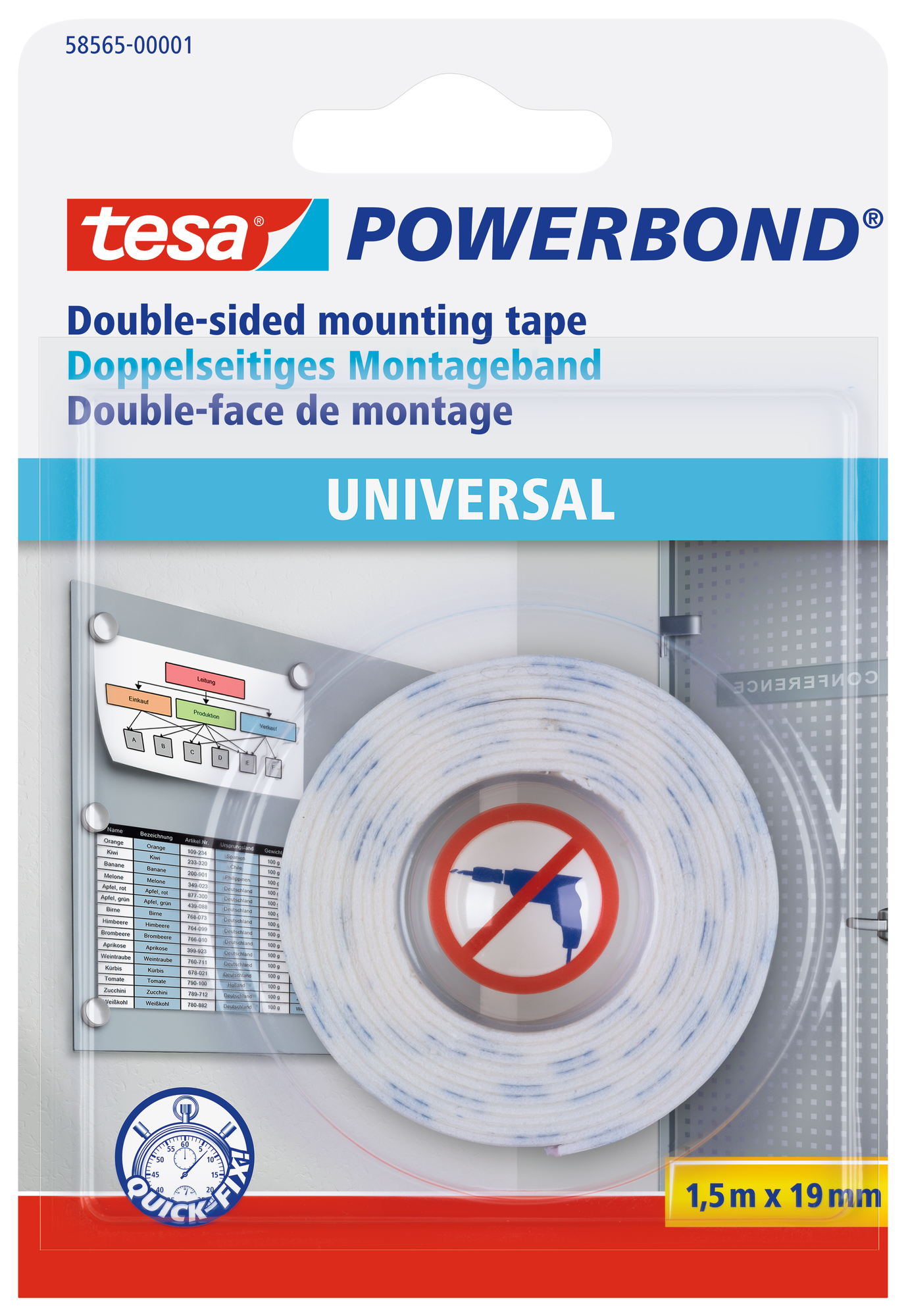 Līmlente tesa® Powerbond Universal, abpusēja, 1