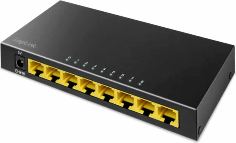 LOGILINK Switch Ethernet; DC socket,RJ45