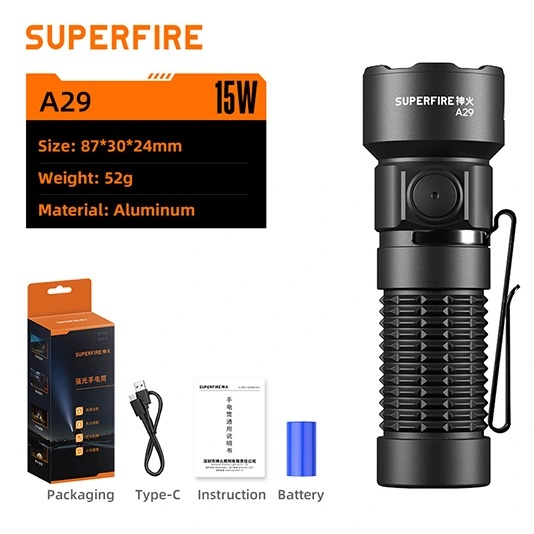 Lukturītis A29, EDC 15W 1450lm, uzlādējams