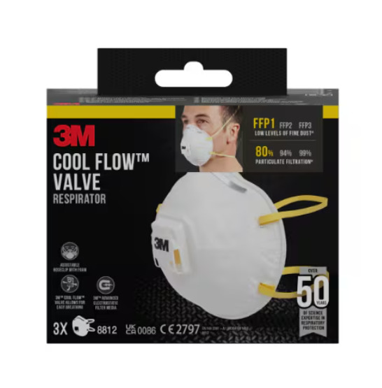 Maska ar vārstu (respirators) 8812, retail