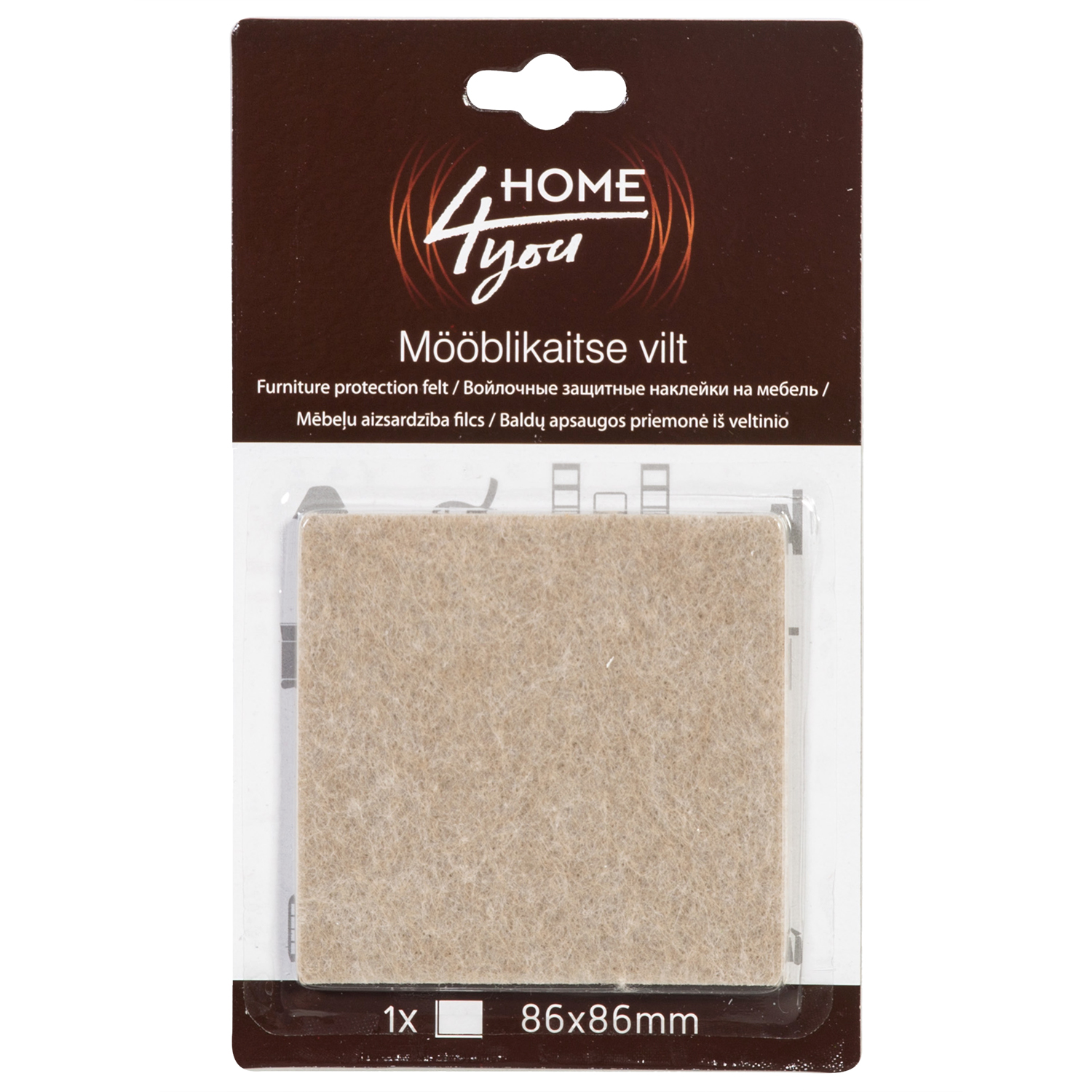 Mēbeļu aizsardzība filcs 86x86mm x 1gab