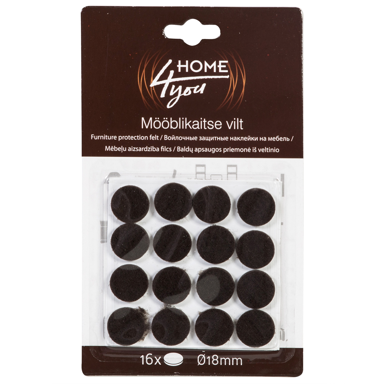 Mēbeļu aizsardzība filcs D18mm x 16gab