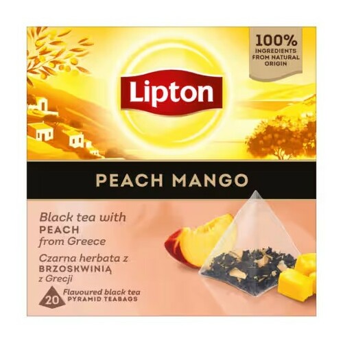 Melnā tēja LIPTON Persiku Mango, piramīdas