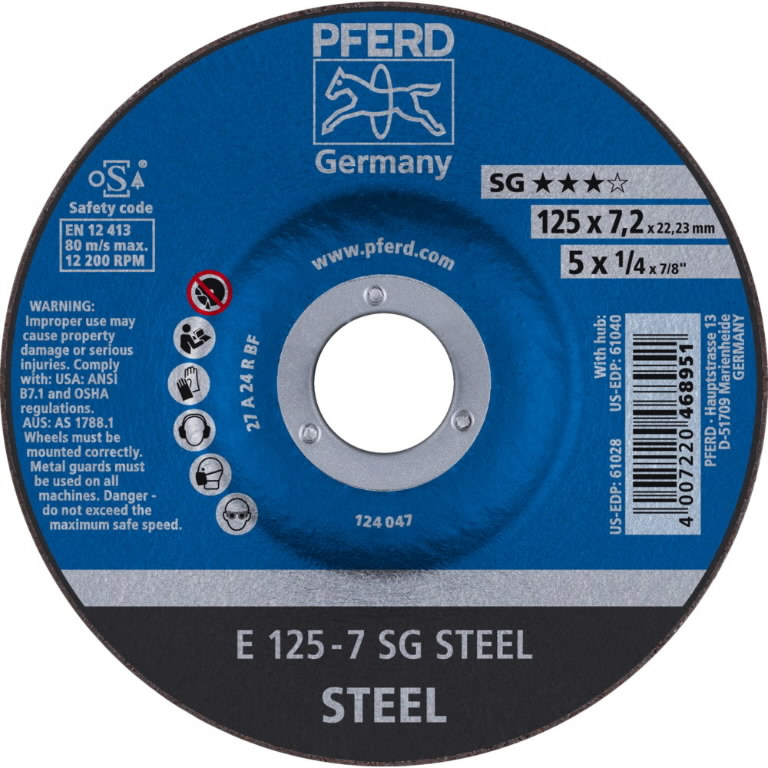 Metāla slīpdisks SG STEEL 125x7/22,23mm