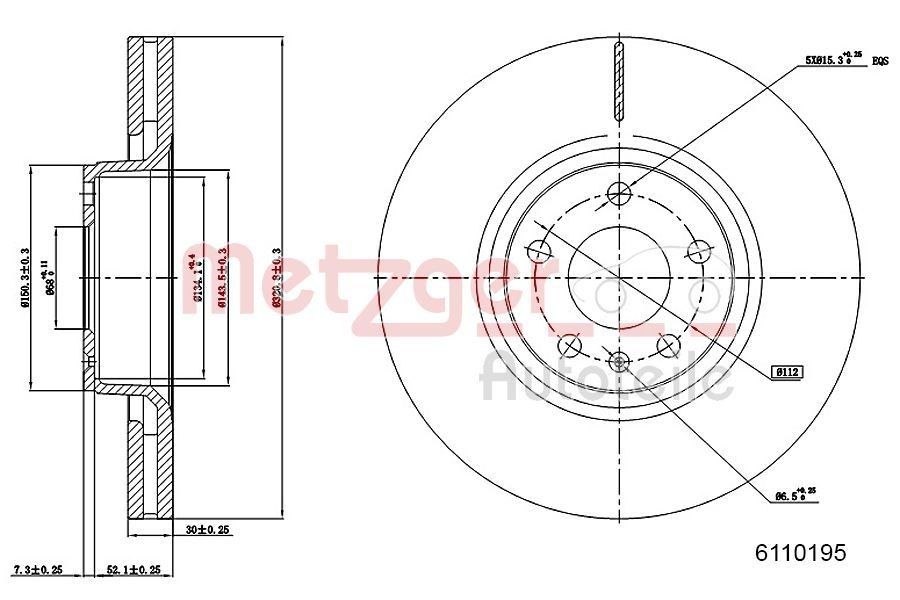 METZGER 6110195 Bremžu diski AUDI A8