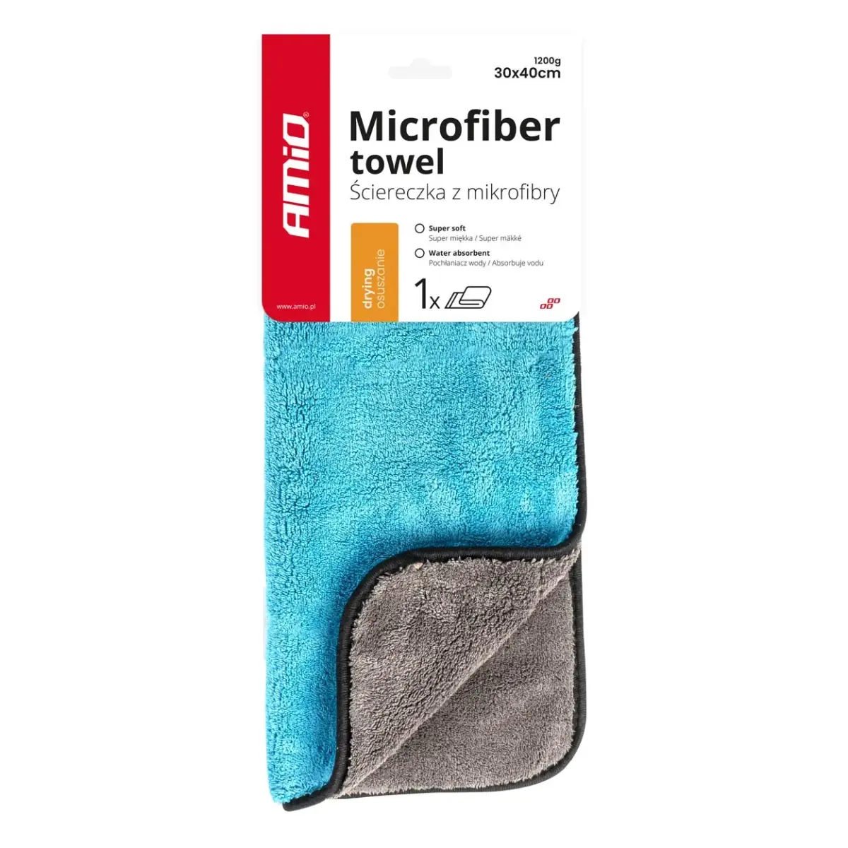 Mikrošķiedras žāvēšanas dvielis30x40cm 1200g AMIO-03757 |