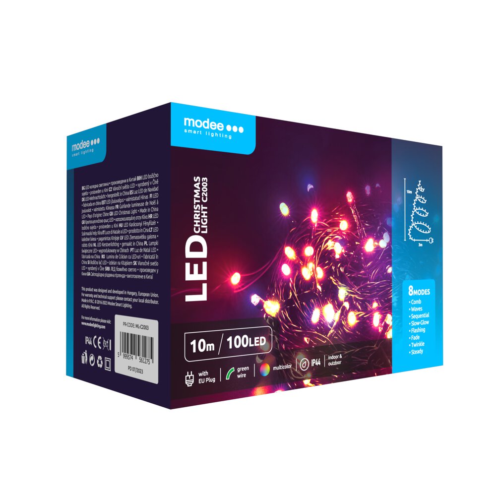 Modee Ziemassvētku lampiņas, 10m, RGB 100LED