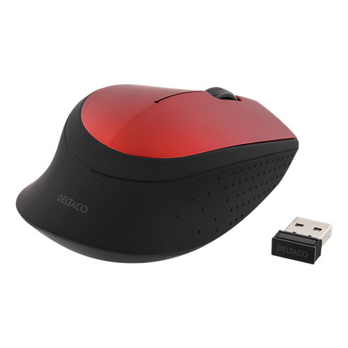 Mouse DELTACO, wireless, 1200 DPI, red