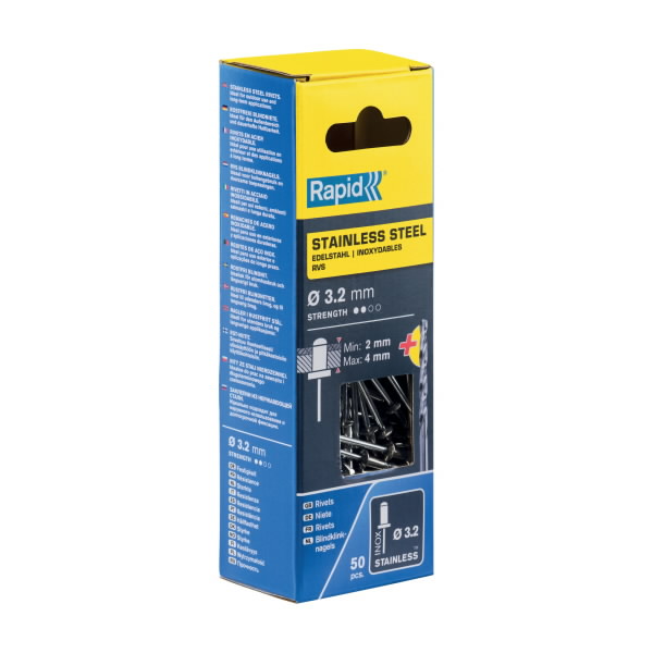 Nerūsējošā tērauda kniedes 3,2x8mm 50gab