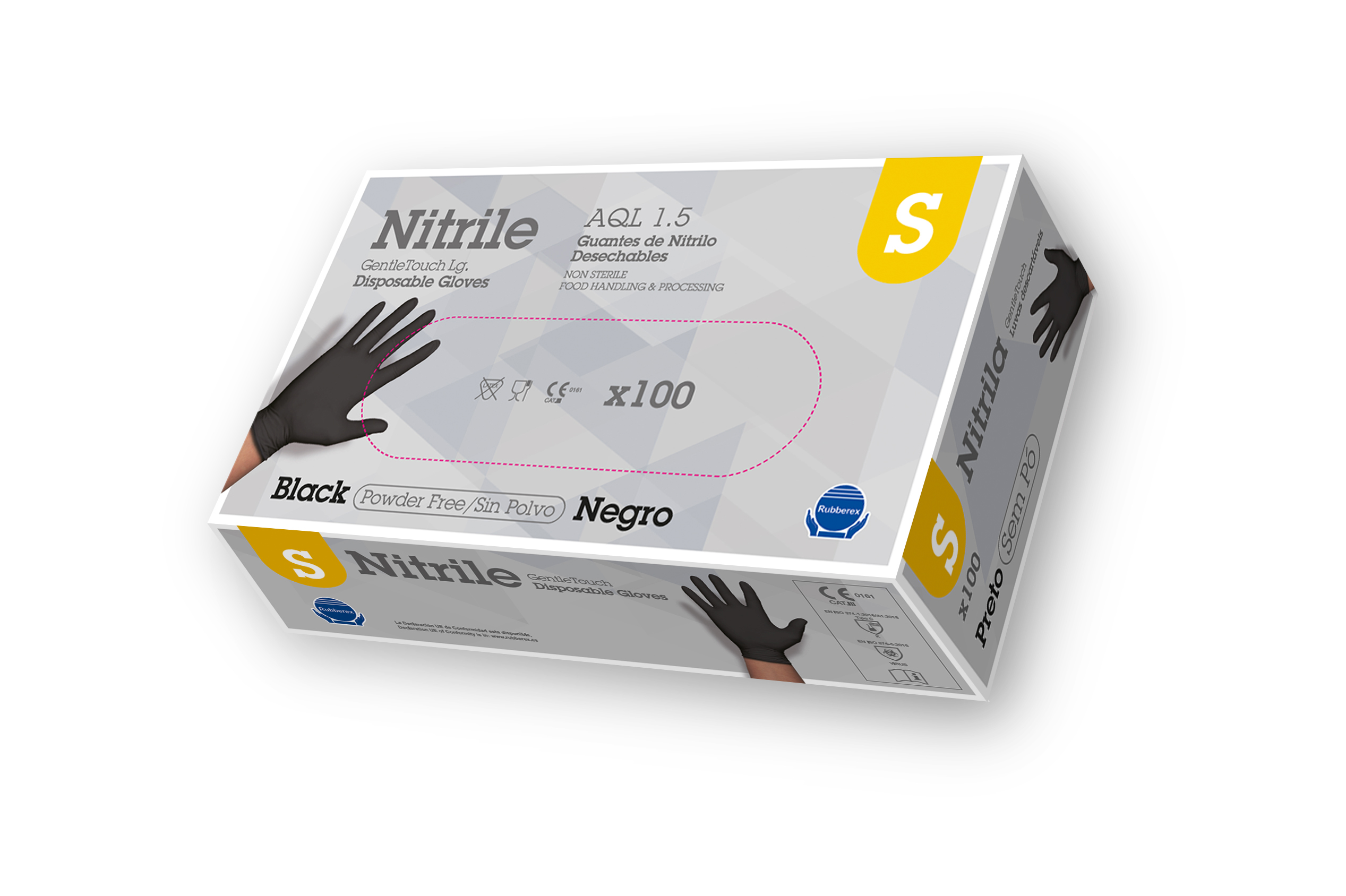 Nitrila cimdi, "Gentle Touch", melni