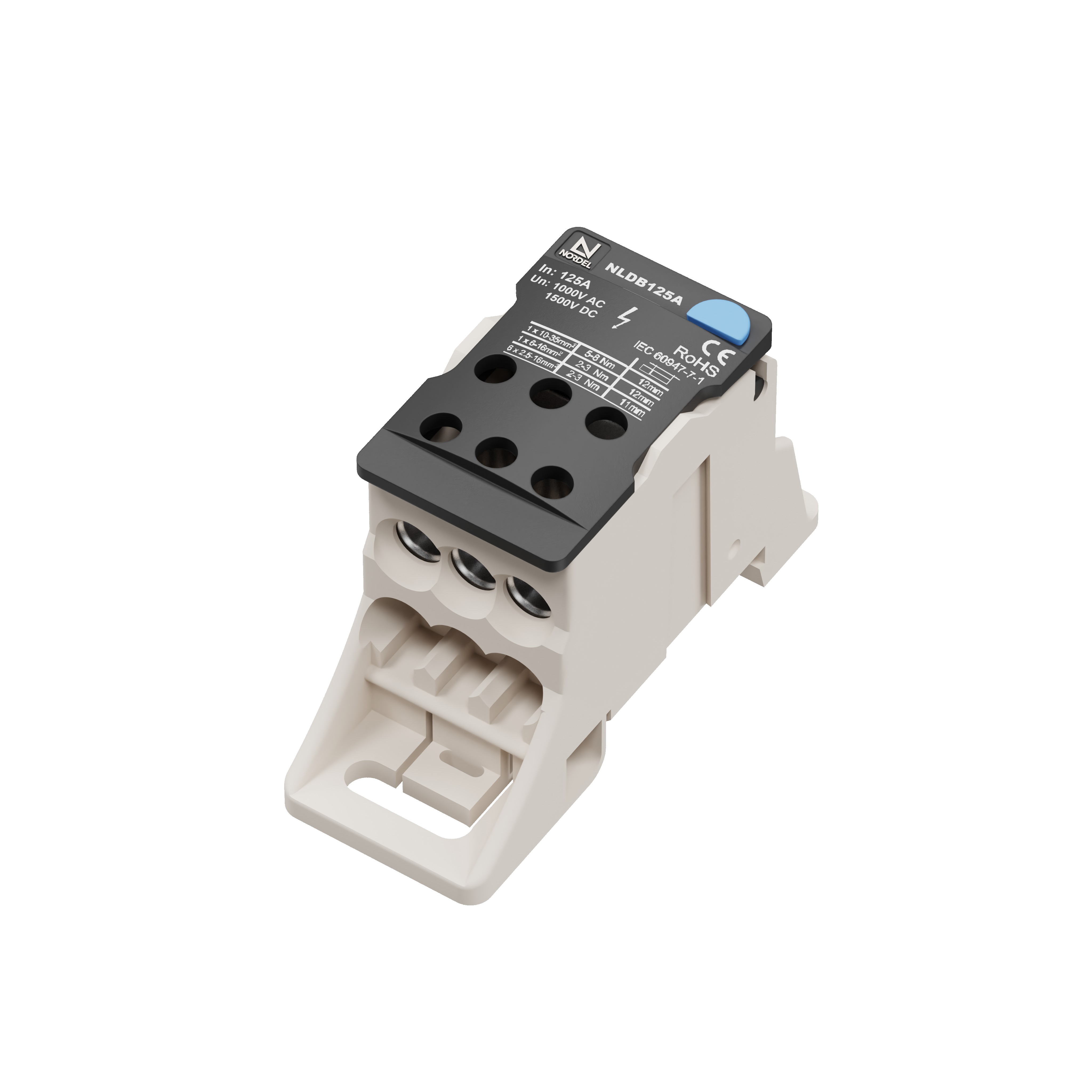 NORDEL™ NLDB sadales bloks Al/Cu 125A