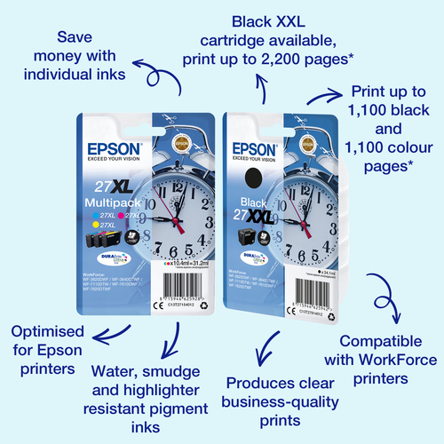 Oriģinālais Epson tinte 27, color (C13T27054012)