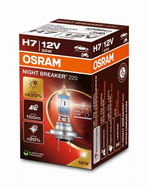 OSRAM SPULDZE H7 55W 12V +220%