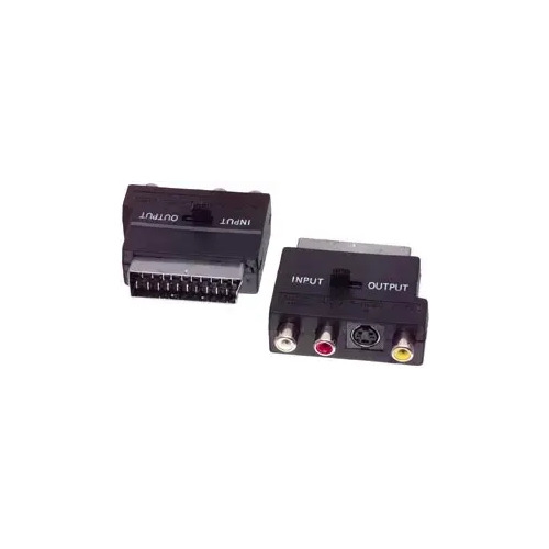 Pāreja SCART:M - 3RCA:F+SVHS:F ar slēdzi