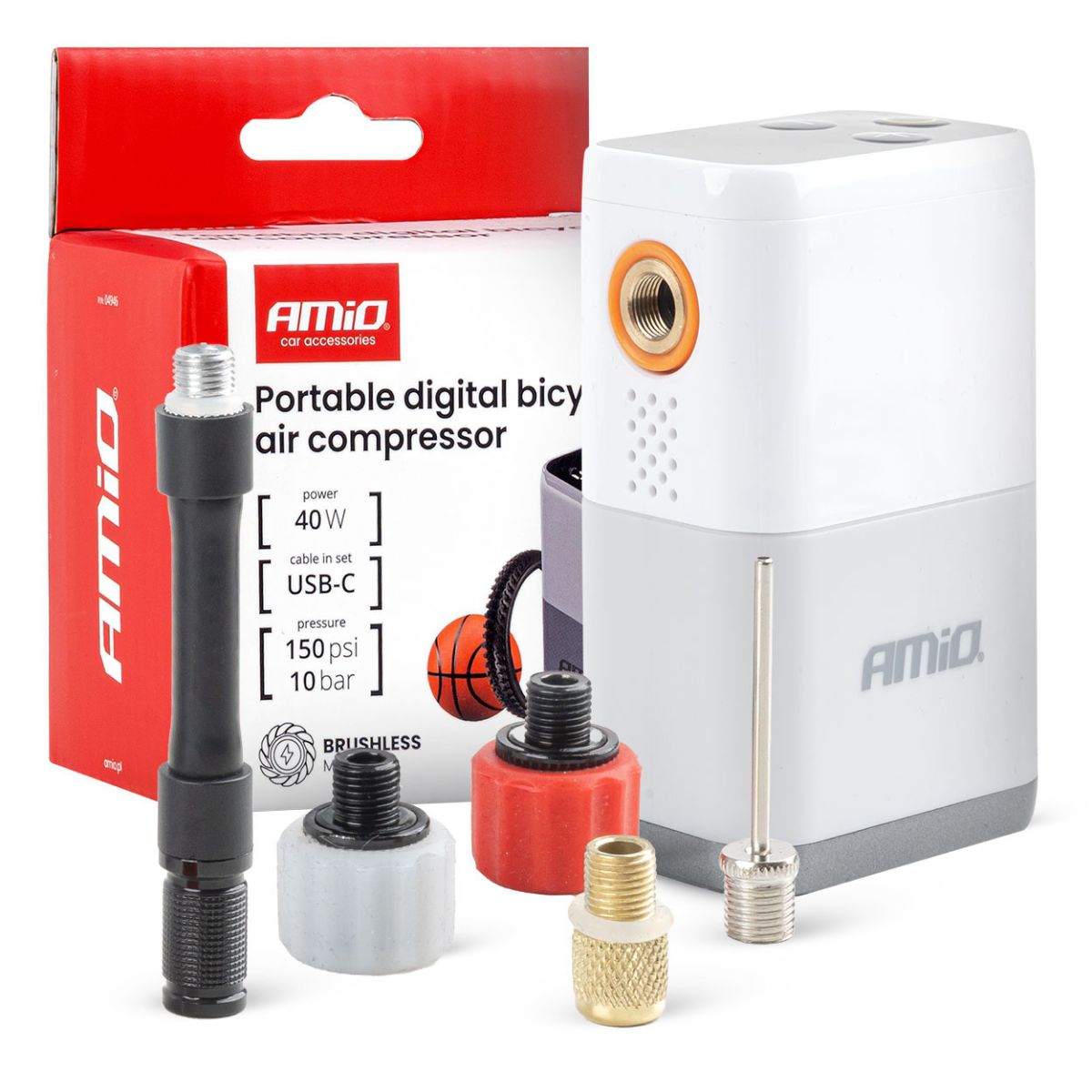 AMiO Pārnēsājams kompresors 40W USB-C AMIO-04946