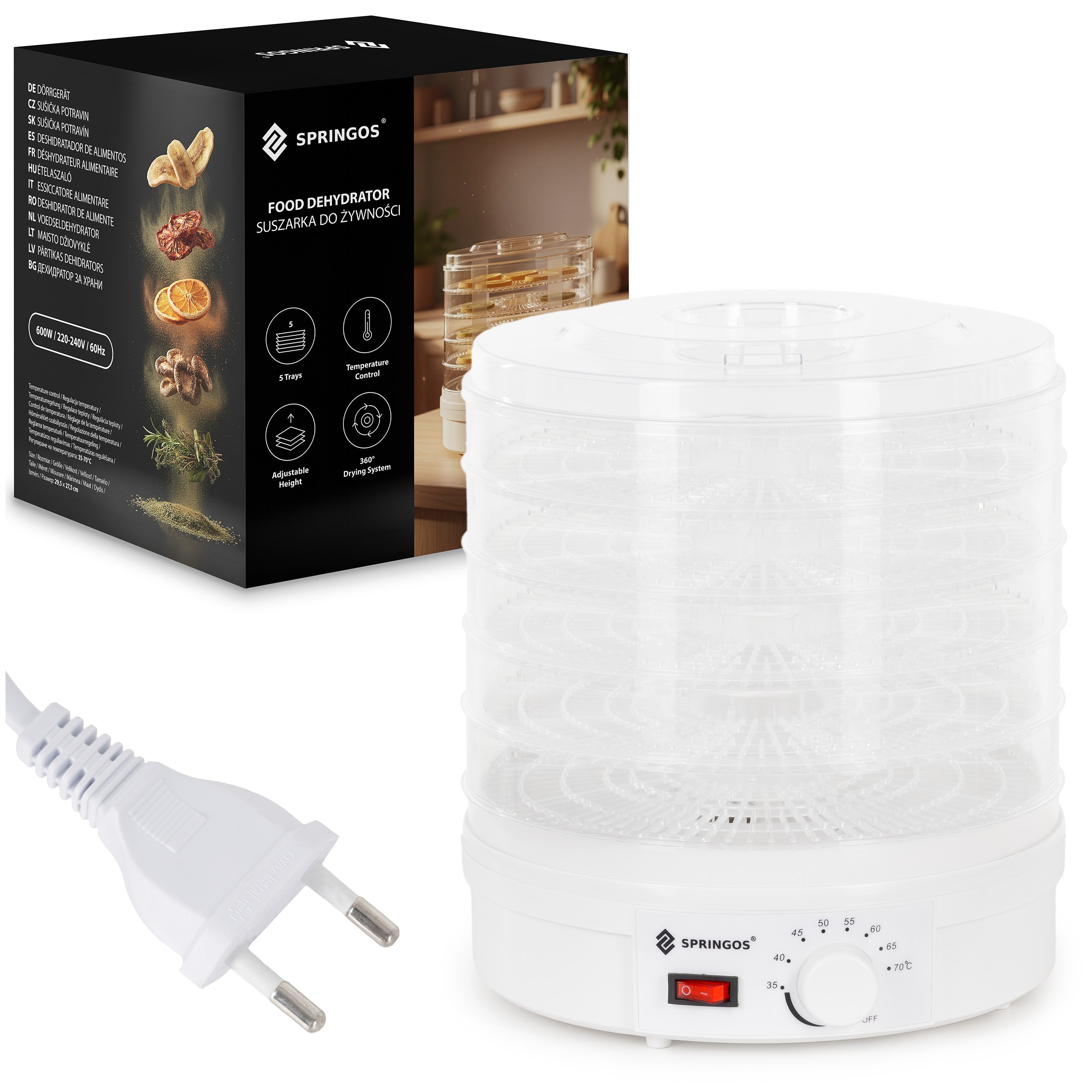 Springos Pārtikas žāvētājs (dehidrators) KI0174, 350W