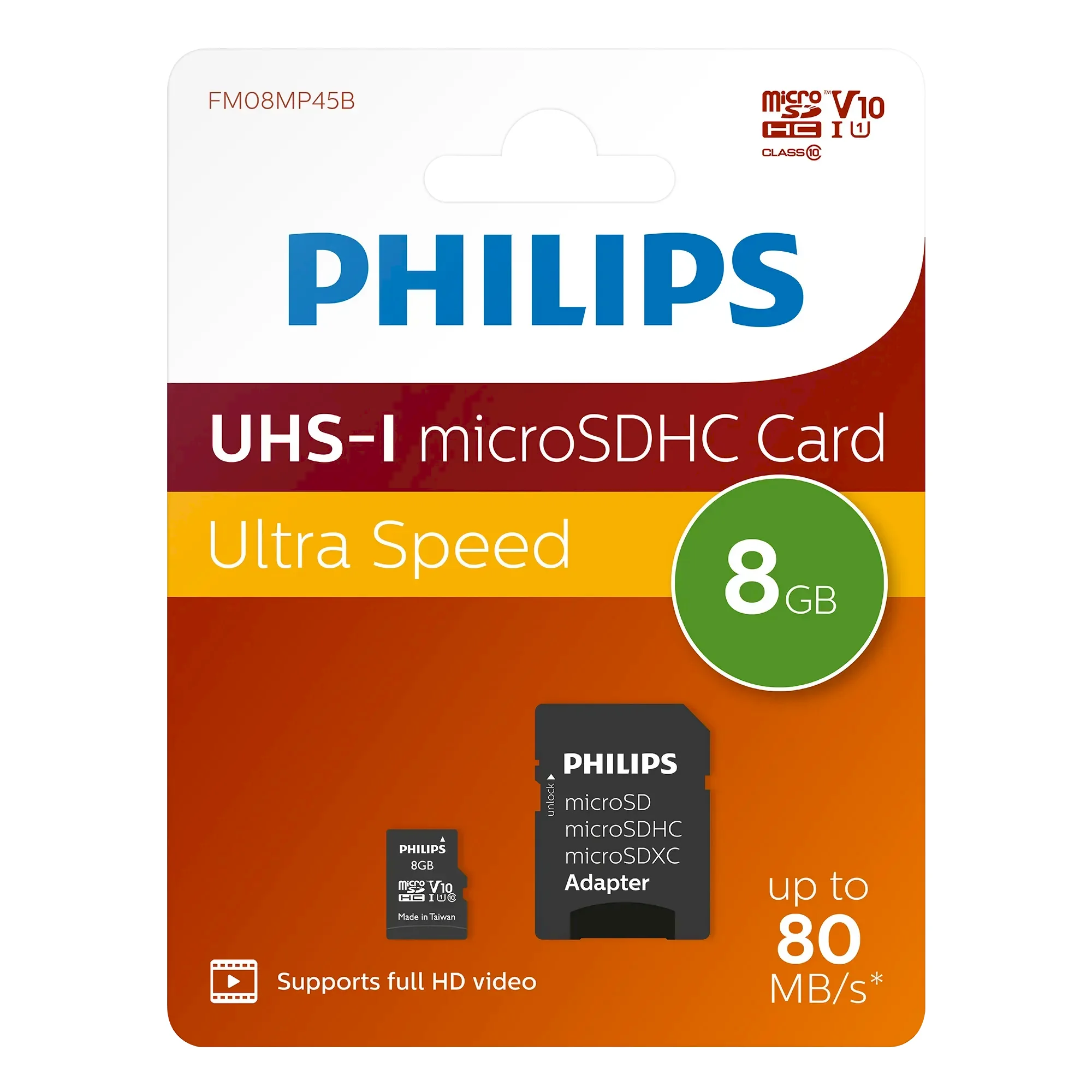 Philips MicroSDHC 8GB class 10/UHS 1