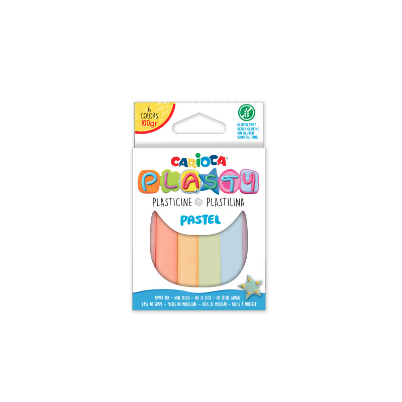 Plastilīns CARIOCA, 6 dažādas pasteļkrāsas, 100