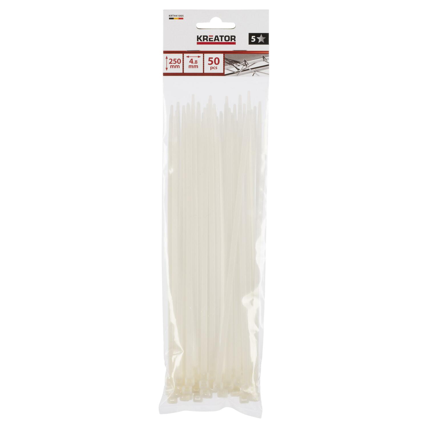 Plastmasas savilcēji, balti,  4,8x250mm, 50