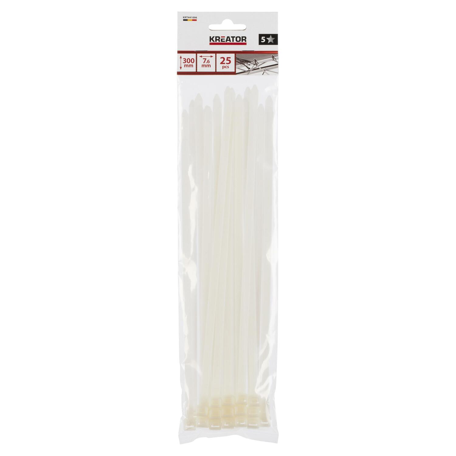 Plastmasas savilcēji, balti, 7,6x300mm, 25