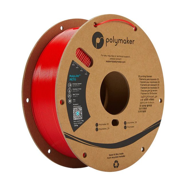 Polymaker PETG materiāls PolyLite Red, 1kg