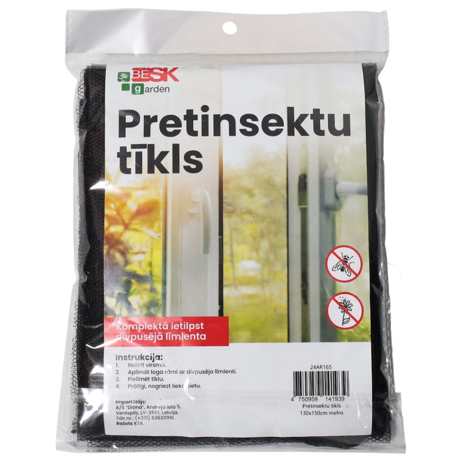 Besk Pretinsektu tīkls 130x150cm melns |
