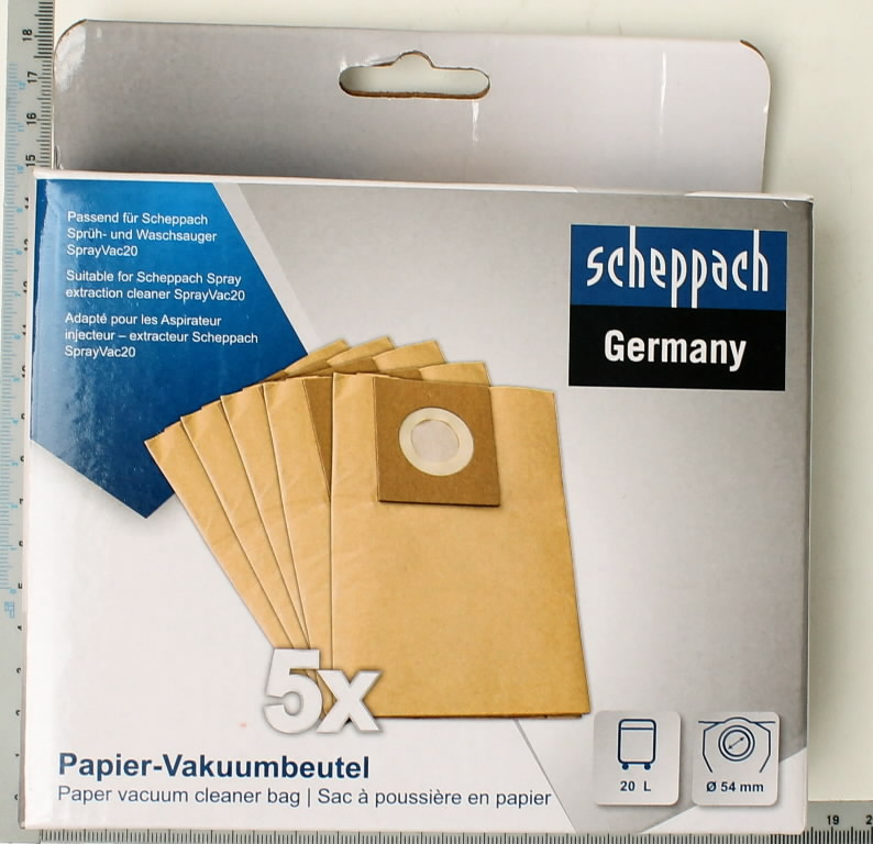 Putekļu sūcēja maisi SprayVac20, Scheppach |