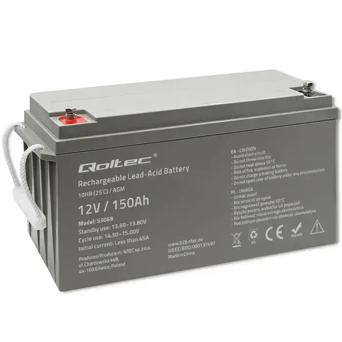 QOLTEC 53068 AGM battery 12V 150Ah