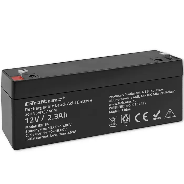 Qoltec AGM battery | 12V |