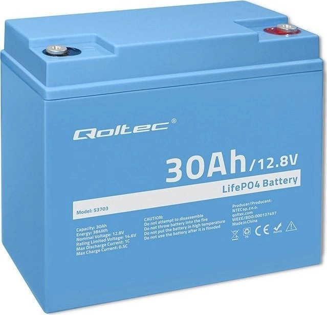 Qoltec Akumulator LiFePO4 Litowo-Å»elazowo-Fosforanowy  12.8V