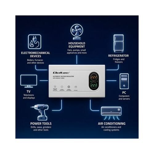 Qoltec automātiskais sprieguma stabilizators AVR 2000VA