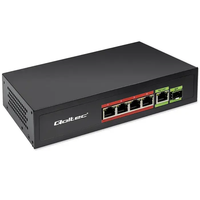 Qoltec FAST Ethernet PoE SWITCH 4x