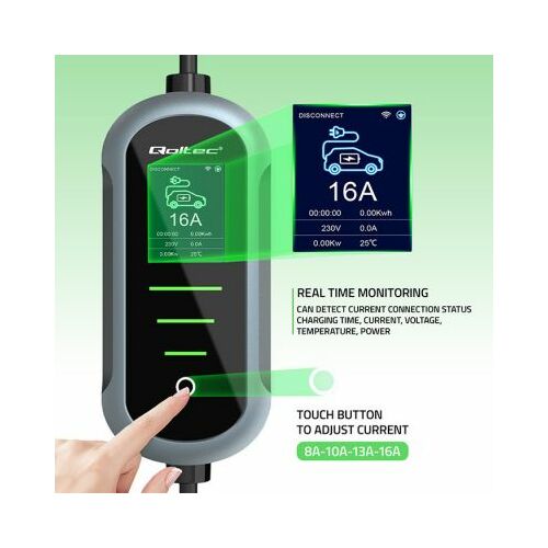 Qoltec mobilā elektroauto lādētājs ar 2in1