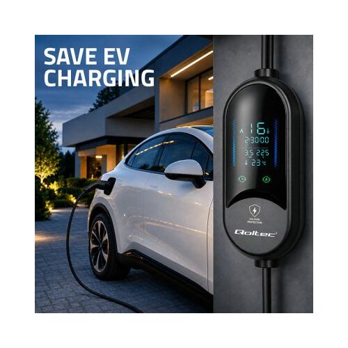 Qoltec mobilais elektroauto lādētājs ar 2in1