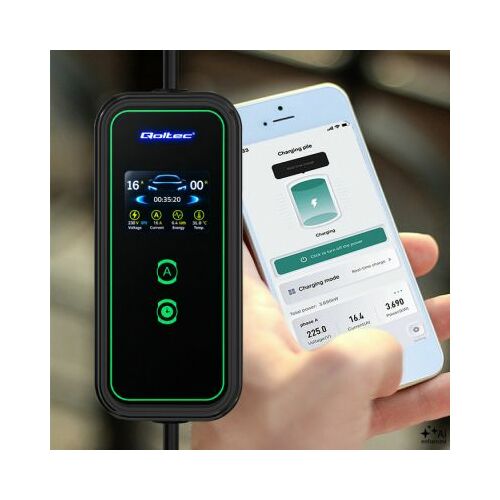 Qoltec mobilais EV lādētājs ar regulējamu