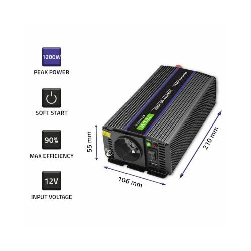 Qoltec Monolith sprieguma pārveidotājs 1200 MS