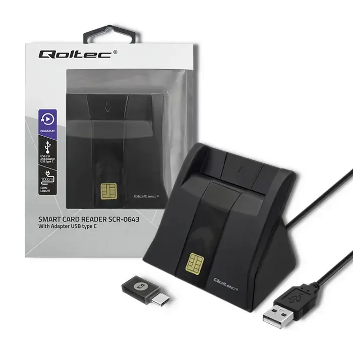 Qoltec Smart ID chip card reader
