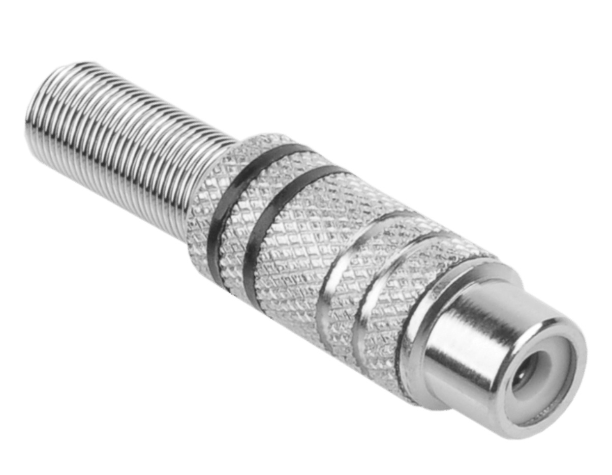 RCA socket, nickel, 2 black stripes