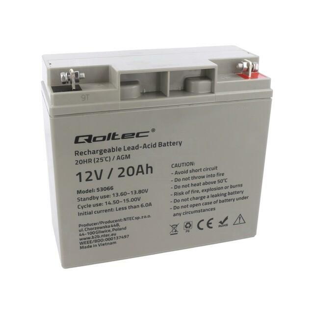 QOLTEC Re-battery: acid-lead; 12V; 20Ah; AGM