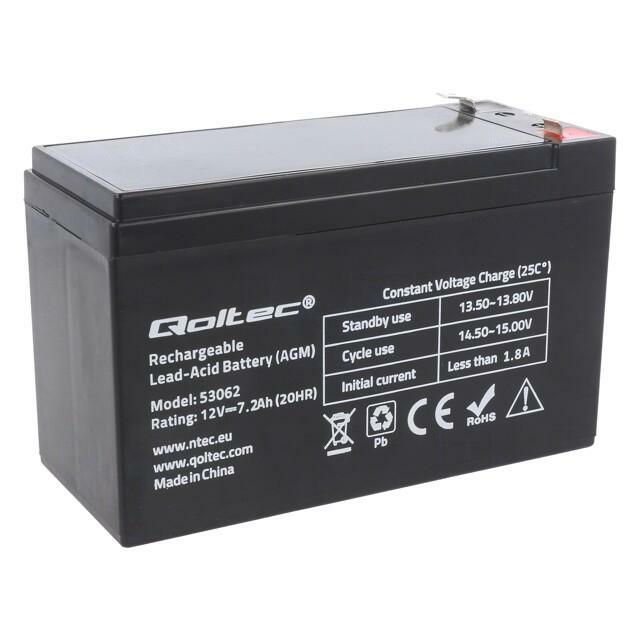 QOLTEC Re-battery: acid-lead; 12V; 7.2Ah