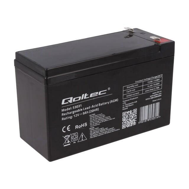QOLTEC Re-battery: acid-lead; 12V; 9Ah; AGM