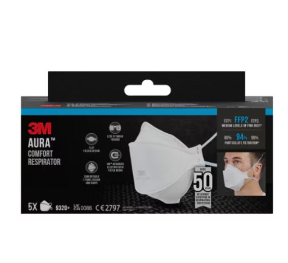 Respirators 9320 Aura+, retail pack FFP2