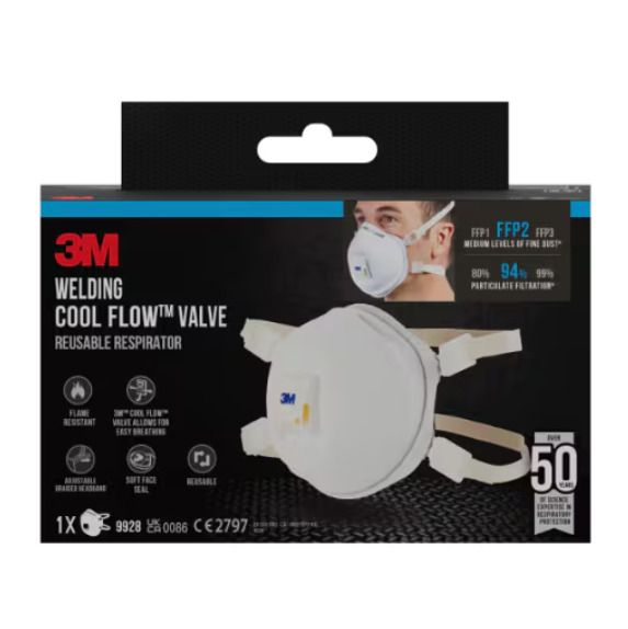 Respirators 9928 ar vārstu, mīkstu blīvi