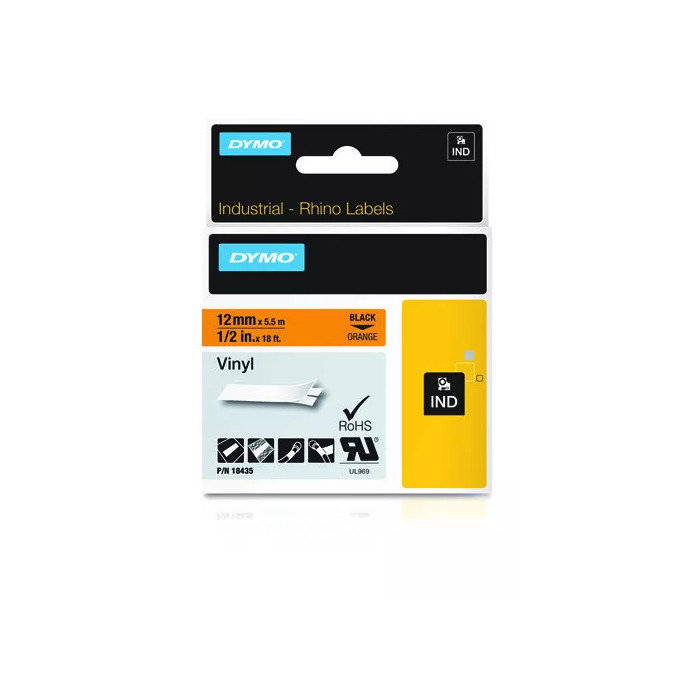 DYMO RHINO TAPE VINYL 12mm BLACK