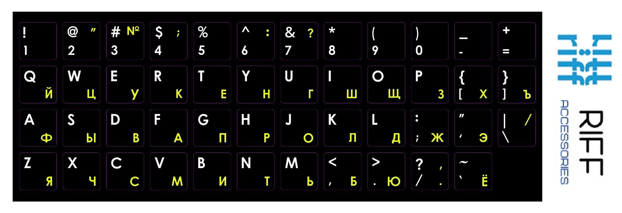 Riff Qwerty tastatūras uzlīmes ENG BALTAS