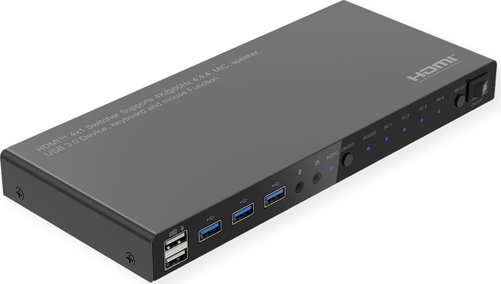 Roline KVM Switch, 4 PCs, HDMI