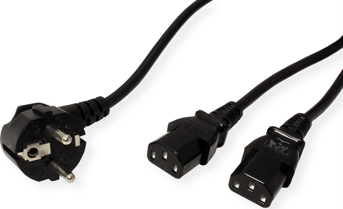 Roline Y-Power Cable, 2x straight IEC