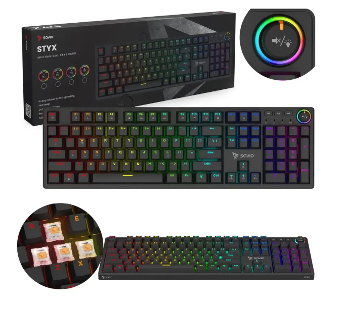Klaviatūra Savio Styx Mechanical keyboard Peach